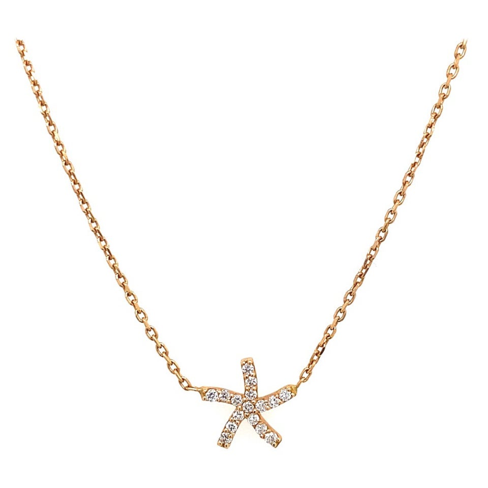 New Fine Quality Diamond Necklace with Diamonds & Chain in 18ct Rose Gold For Sale