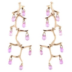 Alex Jona Pink Sapphire 18 Karat Rose Gold Chandelier Earrings