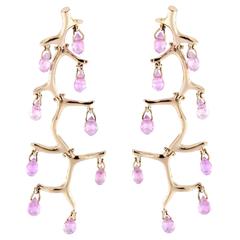 Jona Pink Sapphire Gold Chandelier Earrings 9