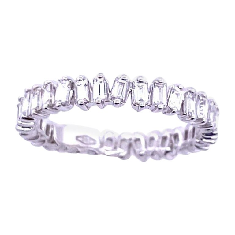 Fine Quality Baguette 1.29ct Diamond Full Eternity Ring in 18ct White Gold For Sale