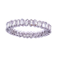 New Fine Quality Baguette Full Eternity Ring of Diamonds in 18ct White Gold