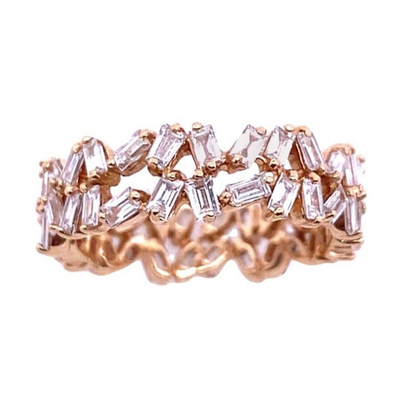 Fine 2 Row Baguette Full Eternity Ring 1.81ct of Diamonds in 18ct Rose Gold For Sale