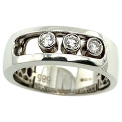 New Wide Band with 3 Sliding Diamonds in 14ct White Gold