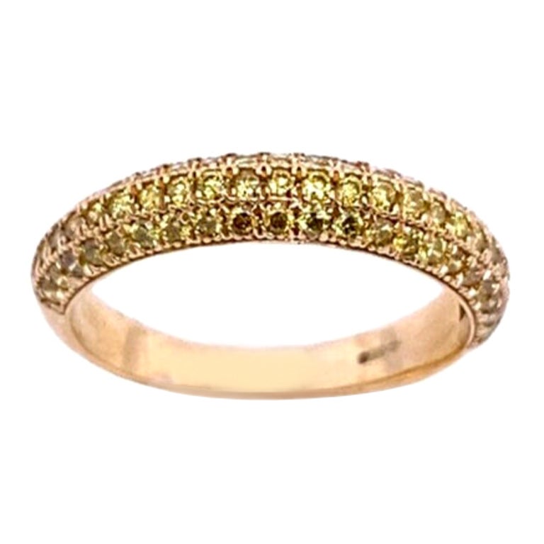 3 Reihen-Ring aus 14 Karat Gelbgold mit 0,70 Karat gelben Diamanten besetzt