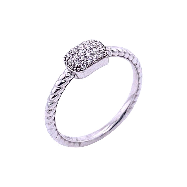 5 Row Pave Set Diamond Ring with Fluted Shoulders in 14ct White Gold For Sale