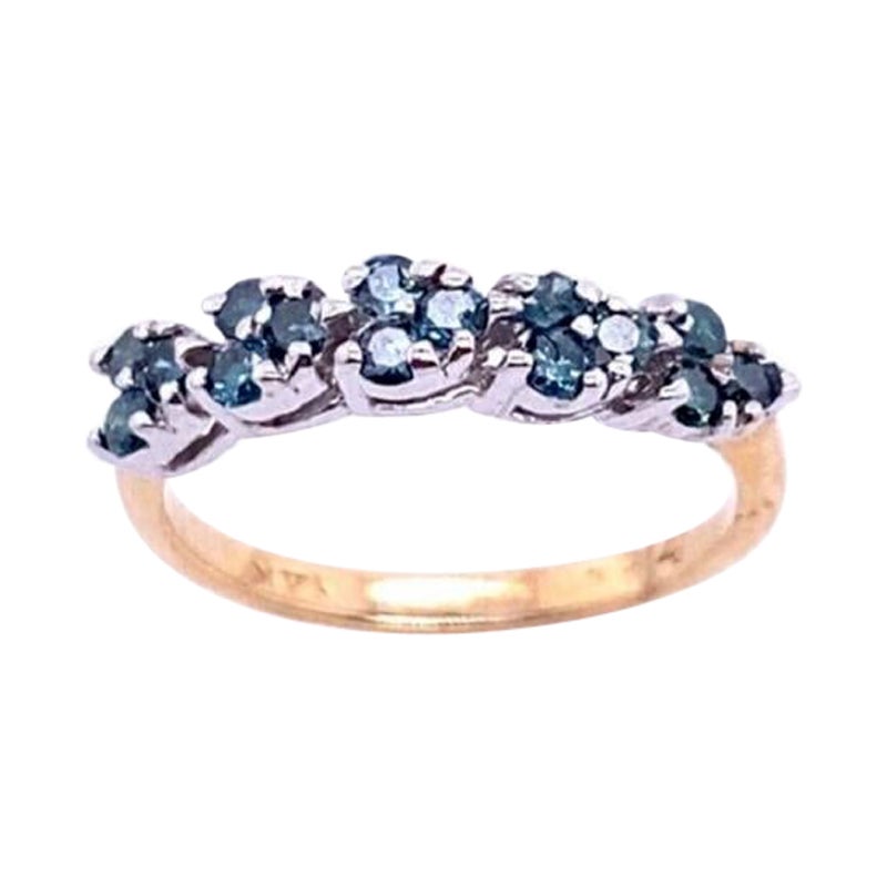 Natural Blue Treated Diamond Ring in 14ct Yellow Gold