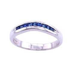 Classic Curve Shaped Sapphire Wedding Ring in 18ct White Gold