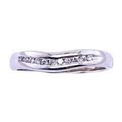 Curved Diamond Wedding Band with 0.10ct Of Diamonds in 18ct White Gold