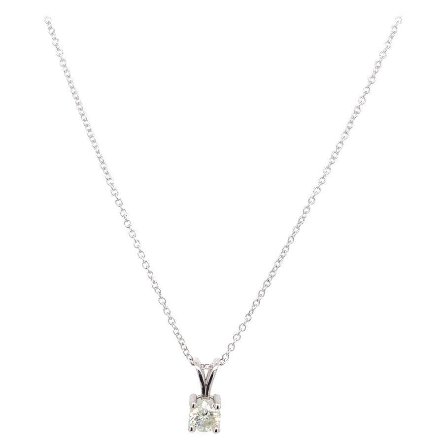 New Certificated 0.34ct Diamond Pendant Set in 18ct White Gold For Sale