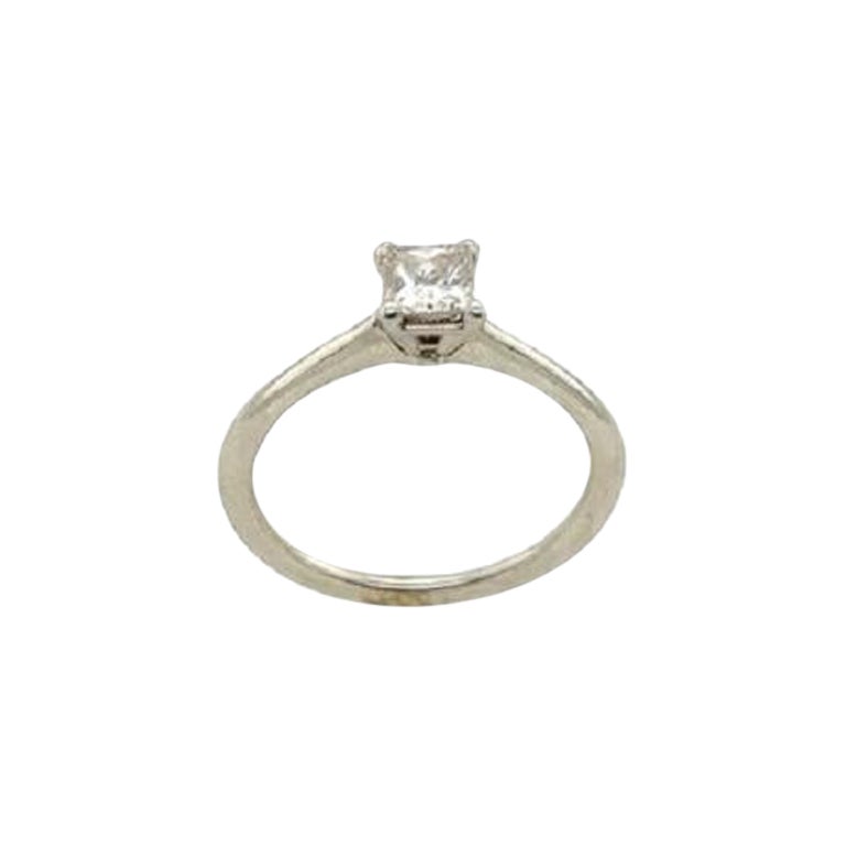 0.61ct D VVS1 GIA Square Modified Solitaire Diamond Ring in 14ct White Gold For Sale