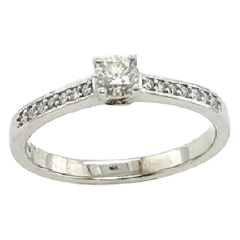 Certificated 18ct White Gold 0.34ct Diamond Solitaire Ring For Sale