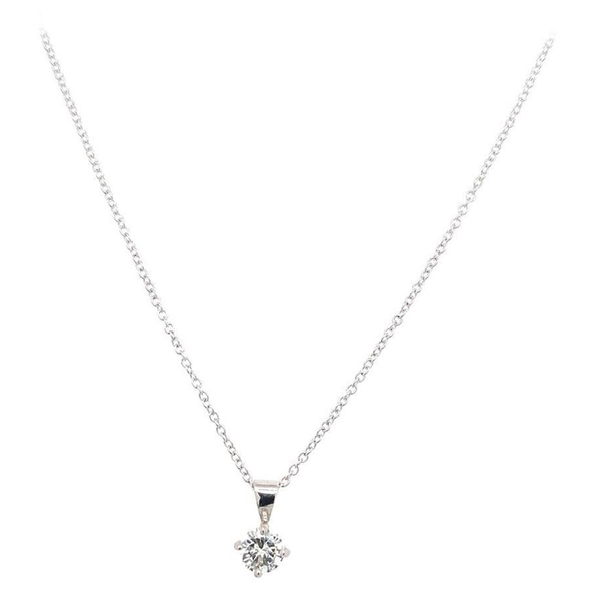 0.34ct I/SI1 Round Diamond Pendant with EGL Certificate in 18ct White Gold For Sale