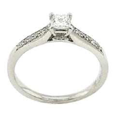 0.21ct Fine Quality Princess Cut Diamond Solitaire Ring Set in White Gold
