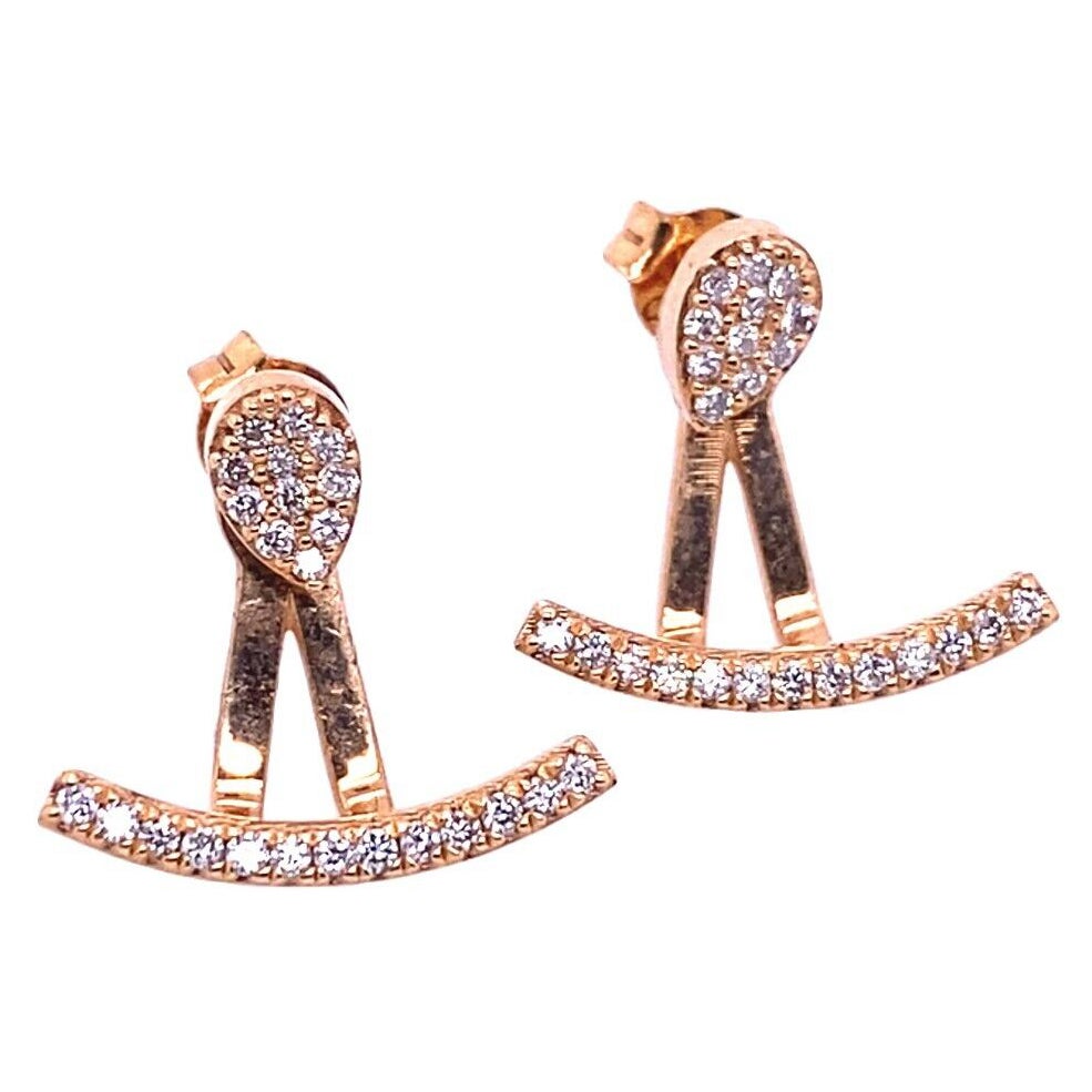 Fine Quality Drops & Studs Earrings Set with Diamonds in 18ct Rose Gold For Sale