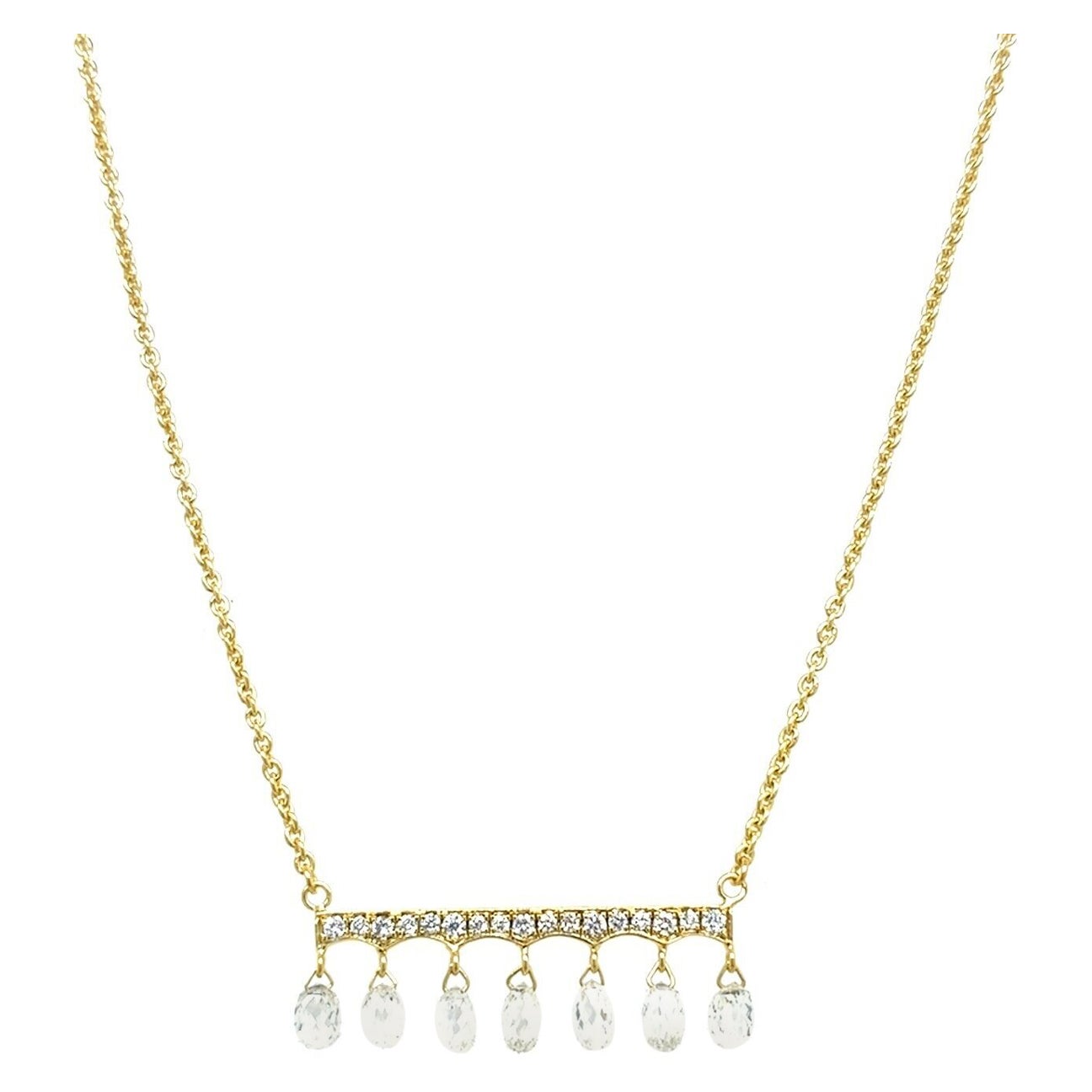 Natural Facetted Diamond Necklace with 1.0ct of Diamonds in 18ct Yellow Gold For Sale