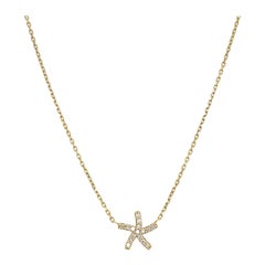 Diamant-Halskette in feiner Qualität mit 0,14 Karat Diamanten und Kette aus 18 Karat Gelbgold