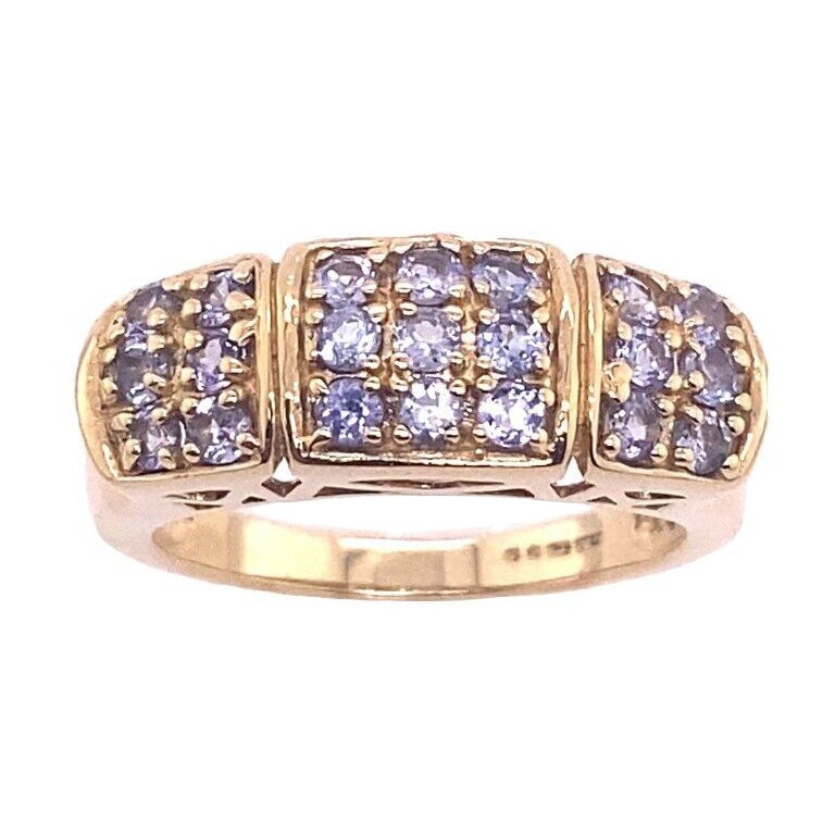 Tanzanite Dress Ring Set in 9ct Yellow Gold For Sale