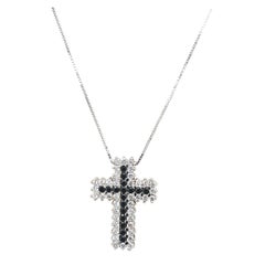 Sapphire & CZ Cross Set with 18ct White Gold Chain in 18ct White Gold