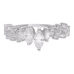 Natural 1.27 Carat Marquise Diamond Ring 18 Karat White Gold Handmade Jewelry