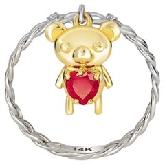 Teddy Bear with heart ring. 
