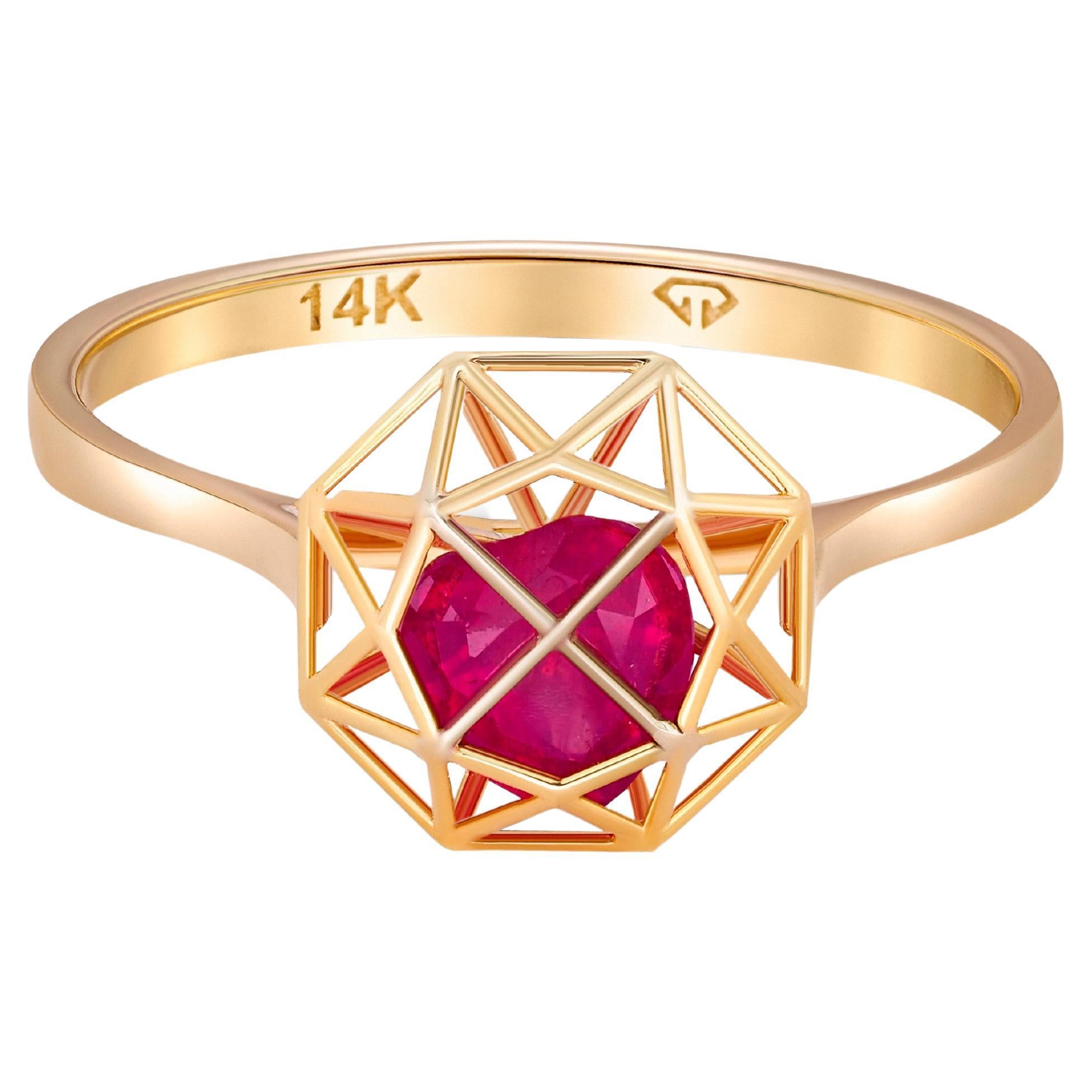AURORA ITALO Sterling Silver 14kt Gold Ruby Heart Ring main image 1
