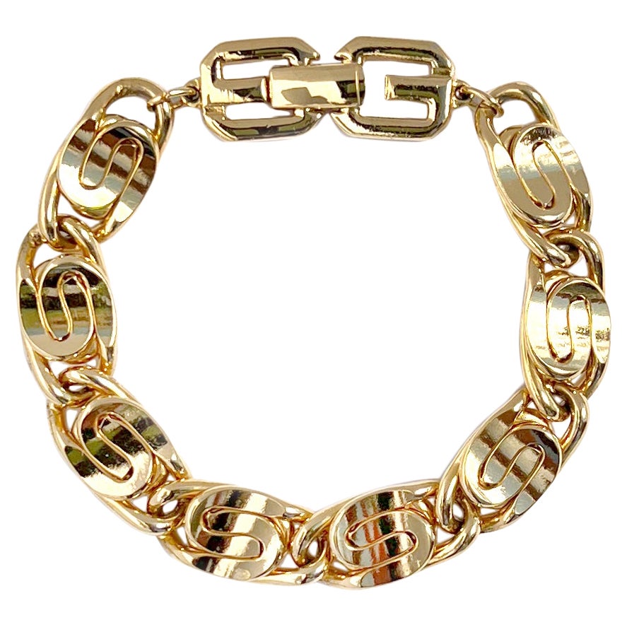 Vintage Givenchy Curvy Link Chain Bracelet, 1980s For Sale