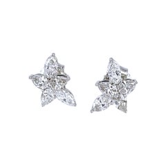 J. Birnbach, boucles d'oreilles en or blanc 18 carats avec diamants taille poire et marquise de 1,37 carat