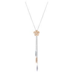 Rachel Koen Diamond Two Tone Flower Pendant Necklace 18K Yellow White Gold