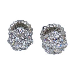 J. Birnbach 2.10 carat Diamond Flower Earrings in 18K White Gold