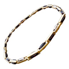 Original 1977 Pomellato White Diamond Garnet Gold Necklace/Double Bracelet