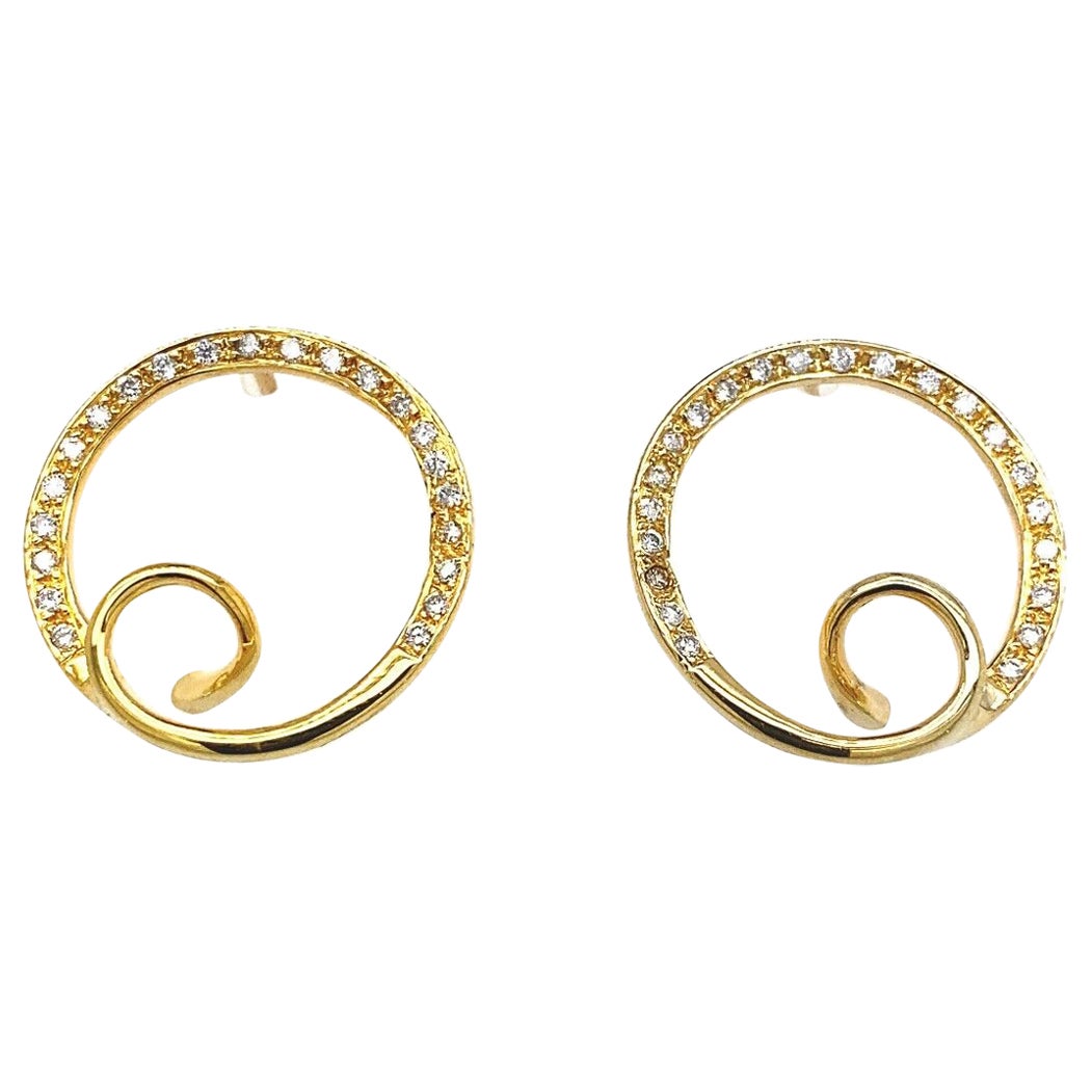 Natural Diamond Earrings, Set With 0.25ct in 18ct Yellow Gold For Sale