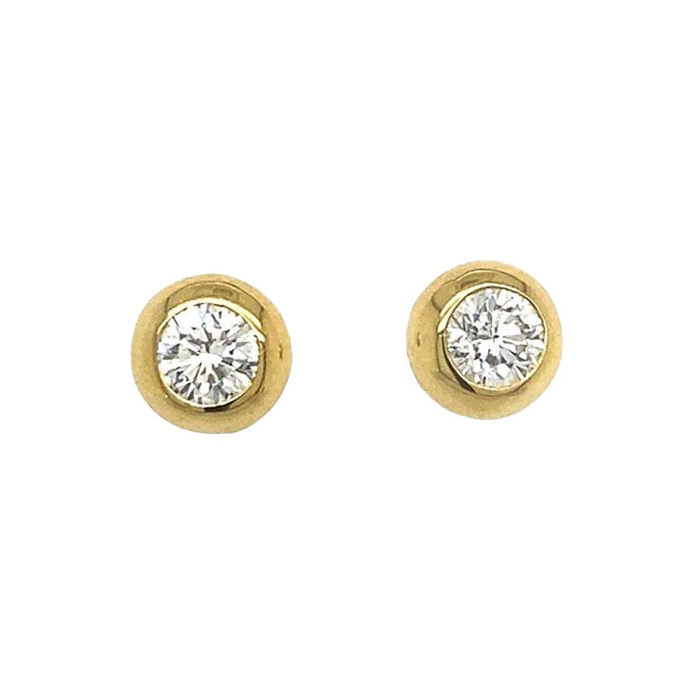 Clous d'oreilles en or jaune 18 carats sertis de diamants F/VS de 0,65 carat