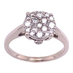 Bague grappe de diamants sertie de 0,35 carat de diamants ronds en or blanc 18 carats