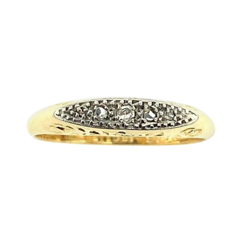Antique Diamond Ring Set with 0.05ct Diamonds in 18ct Yellow & Platinum For Sale