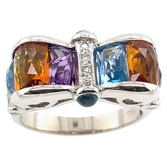 Dress Ring Set With 8 Gemstones & 14 Natural Diamonds in 18ct White Gold