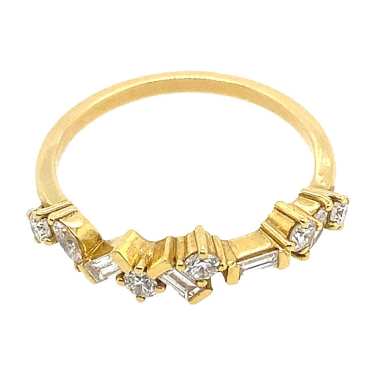 Multi Diamond Shaped Ring 0.55ct in Total Set in 18ct Yellow Gold For Sale