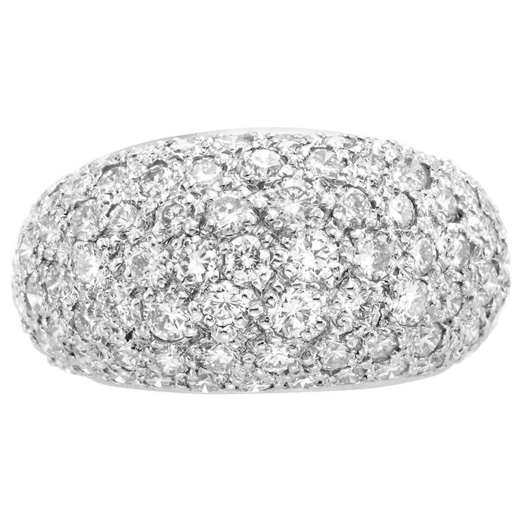 Cartier Diamond Pave Gold Bombe Ring  For Sale