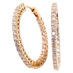 Diamond Hoop Earrings Set with 0.89ct of Round Diamonds in 14ct Yellow Gold