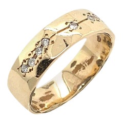 Used Wedding Band Set with 8 Round Diamonds 0.08ct in 9ct Yellow Gold