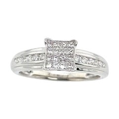 Princess Cut & Round Diamond Ring Set with 0.50ct of Diamonds in 9ct White Gold