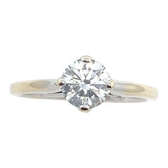 Bague solitaire en or blanc 14 carats sertie d'un diamant naturel de 0,84 carat I/SI2