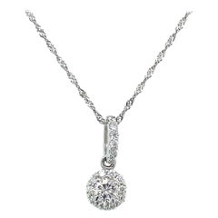 Collier en or blanc 18 carats serti de diamants ronds brillants naturels de 0,30 carat