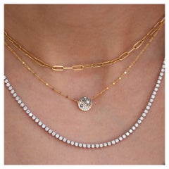 Yin and Yang Symbol Horizontal Black and White Diamonds Gold Beads Necklace