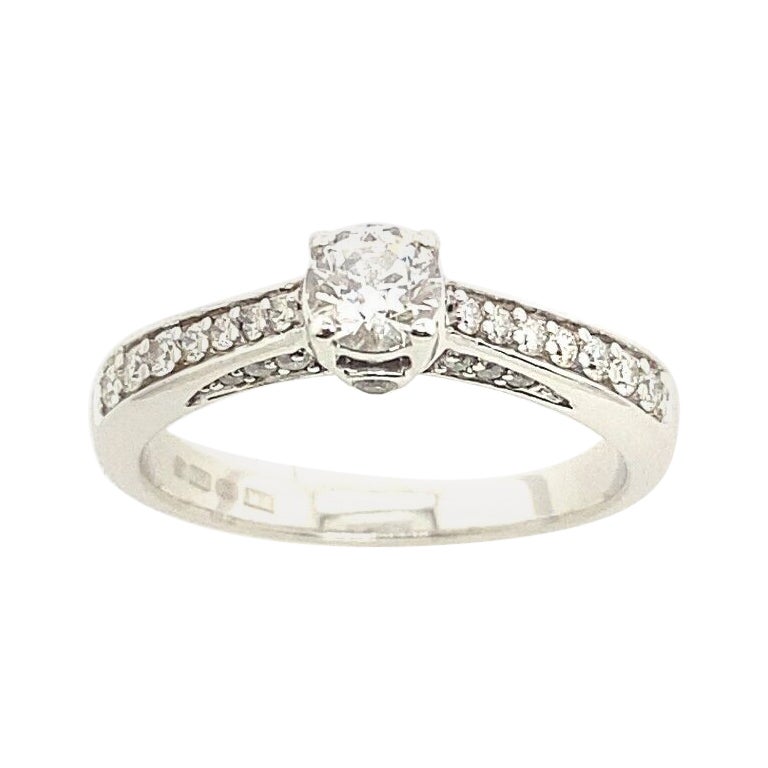 Diamond Solitaire Ring Set with 0.25ct Round Diamond in 18ct White Gold