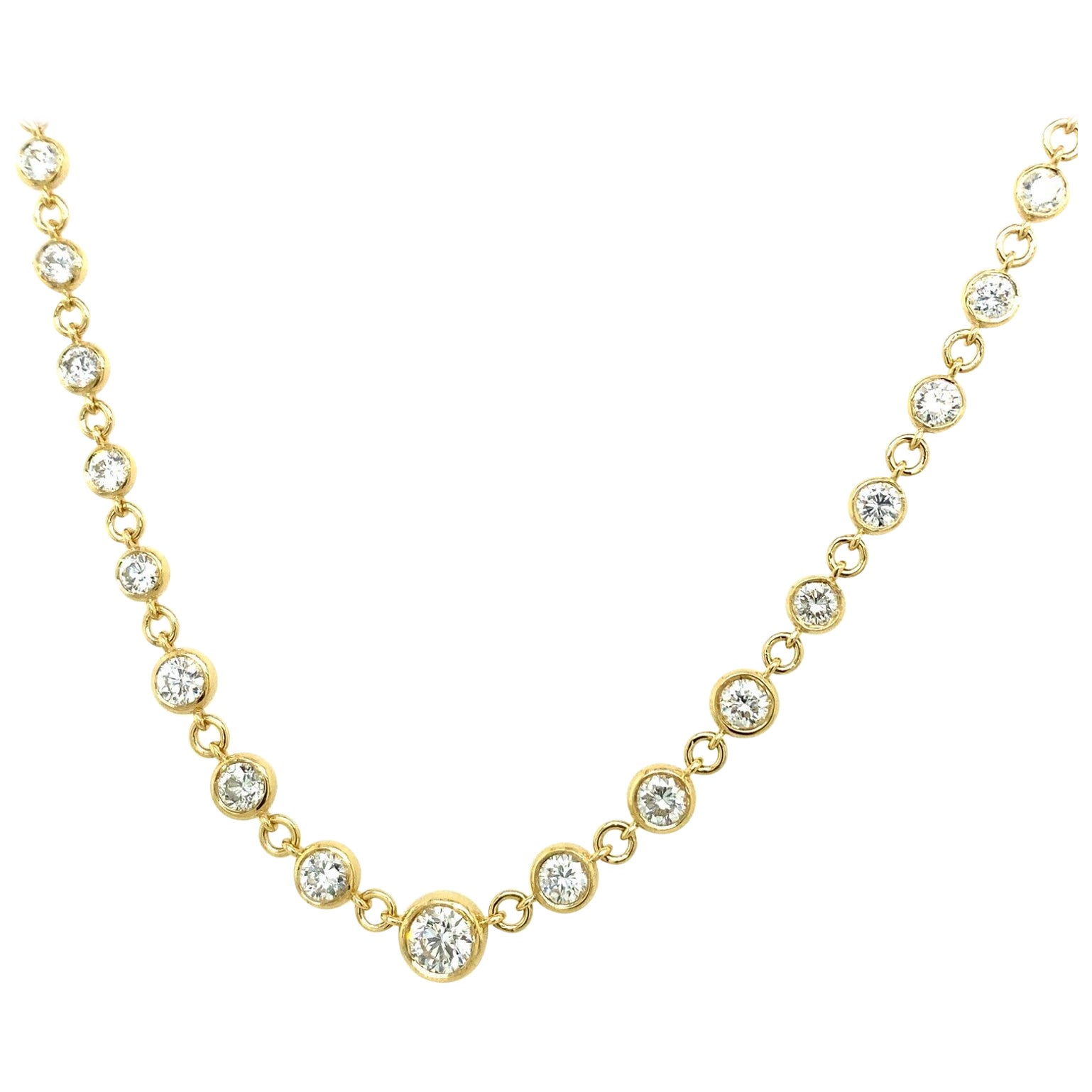 Halskette aus 18 Karat Gelbgold mit 2,67 Karat runden Diamanten im Brillantschliff