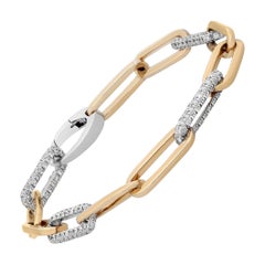 Bracciale Paperclip-Link con diamanti da 2,04 carati in oro bianco e giallo 14K