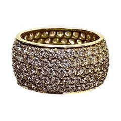 18K Yellow Gold Five Row Pave Diamond 6 Carat Engagement Band
