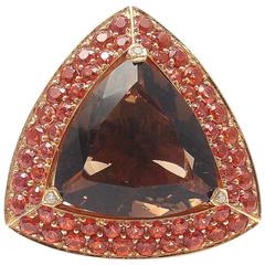 Mauboussin Large Topaz Amethyst Citrine Gold Triangle Ring 11