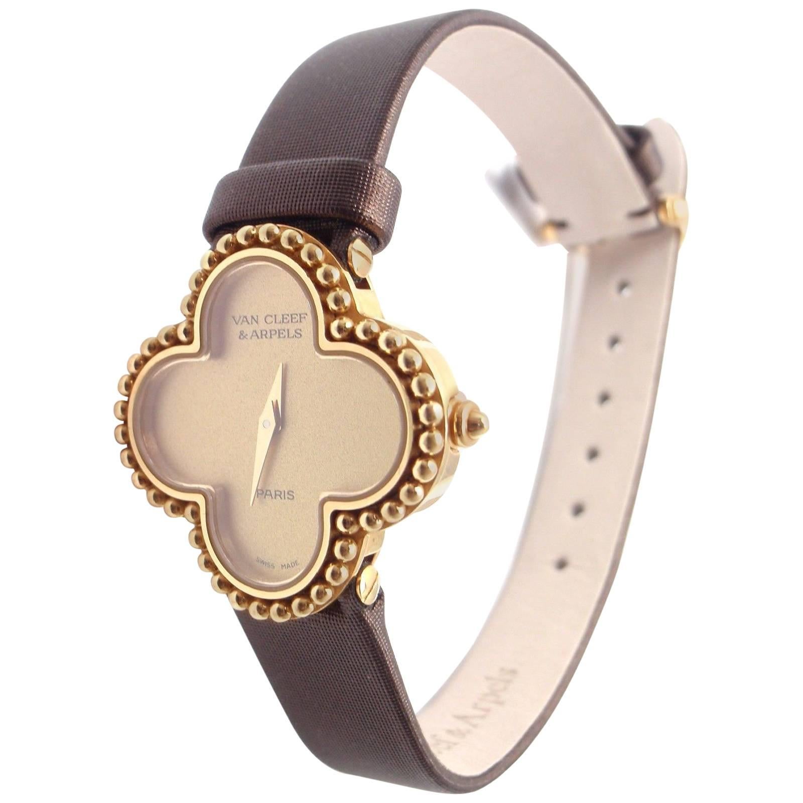 Van Cleef & Arpels Ladies Yellow Gold Vintage Alhambra Quartz Wristwatch