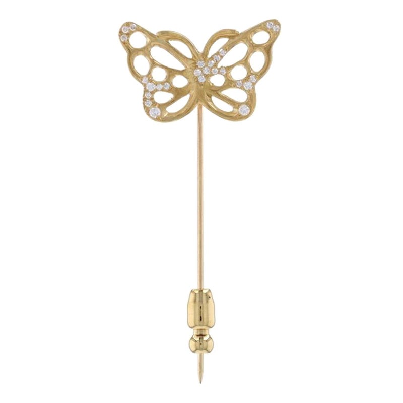 Tiffany & Co. Angela Cummings Butterfly Diamond Stickpin - Yellow Gold 18k .29ct For Sale